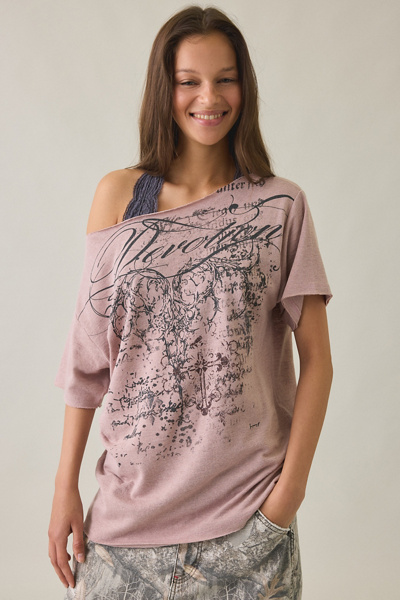 Devotion Graphic Oversized Off-The-Shoulder Tee