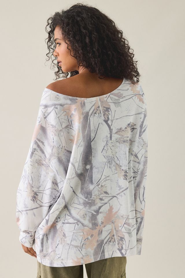 Snow Camo Oversized Off-The-Shoulder Sweatshirt #1
