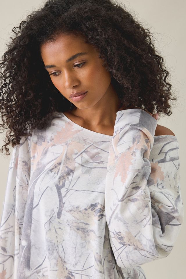 Snow Camo Oversized Off-The-Shoulder Sweatshirt #2