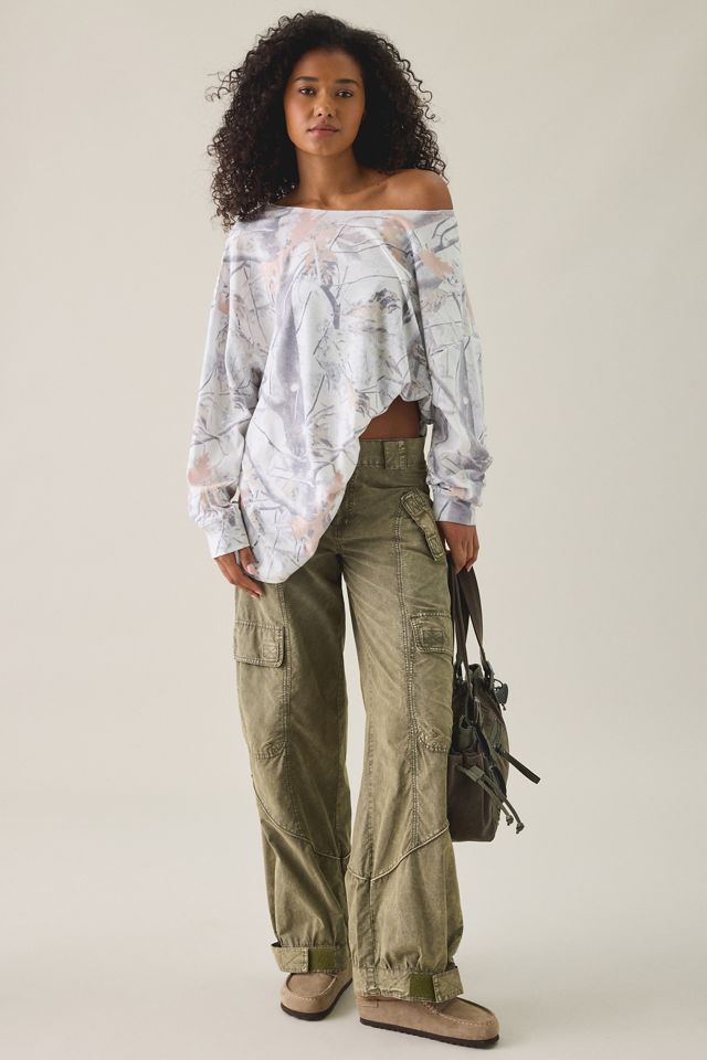 Snow Camo Oversized Off-The-Shoulder Sweatshirt #3