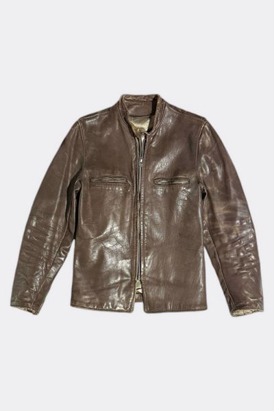 Vintage 1940s Cafe Racer Cropped Thrashed Zip Motorcycle Jacket