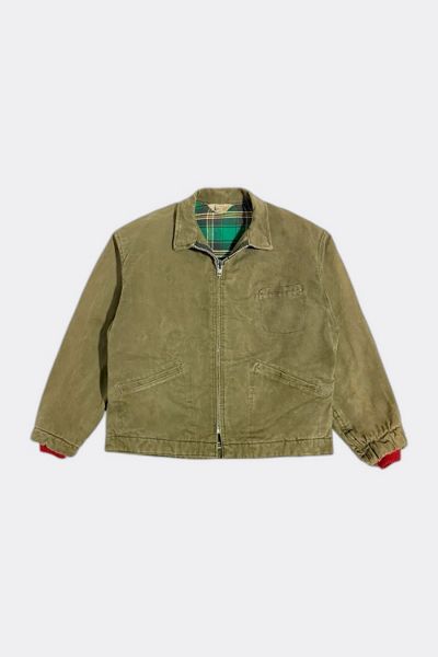 Vintage 1940s Weather Fo Cropped Flannel Lined Workwear Jacket