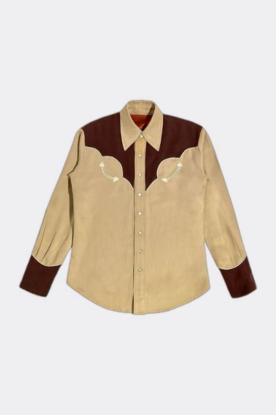 Vintage 1940s Western Gabardine Real Mother of Pearl Snap Shirt