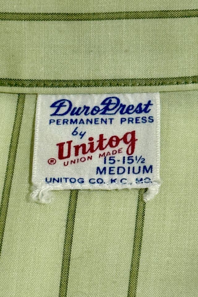 Vintage 1960s Texaco Patched Striped Selvedge Workwear Shirt #1