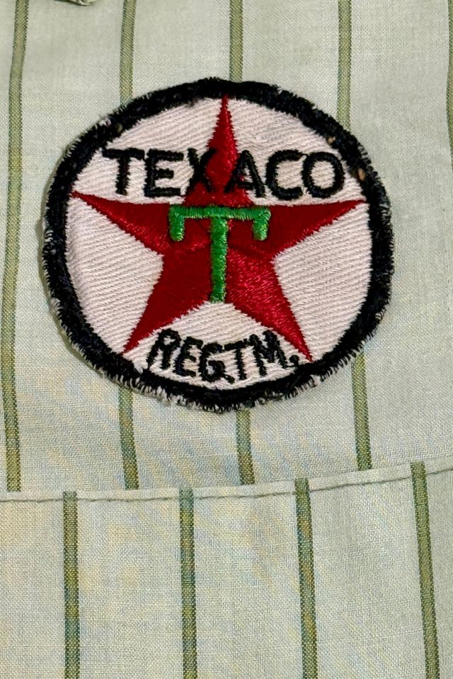 Vintage 1960s Texaco Patched Striped Selvedge Workwear Shirt #3