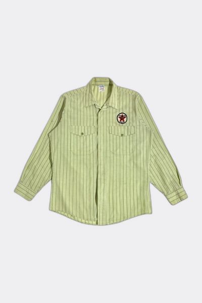 Vintage 1960s Texaco Patched Striped Selvedge Workwear Shirt