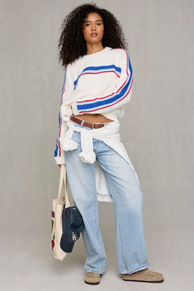 BDG Eileen Multi-Color Stripe Oversized Crew Neck Sweater #1