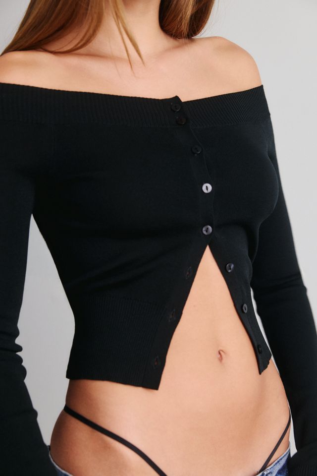 BDG Winterberry Off-The-Shoulder Cropped Cardigan #2