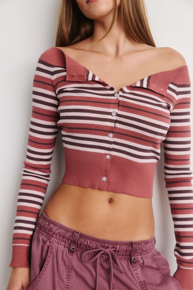 BDG Winterberry Off-The-Shoulder Cropped Cardigan #2