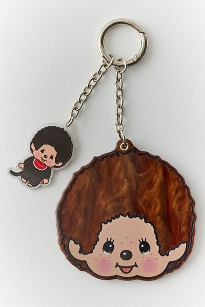 Whatever! Makes You Happy X Monchhichi Head Swivel Acrylic Mirror Keychain