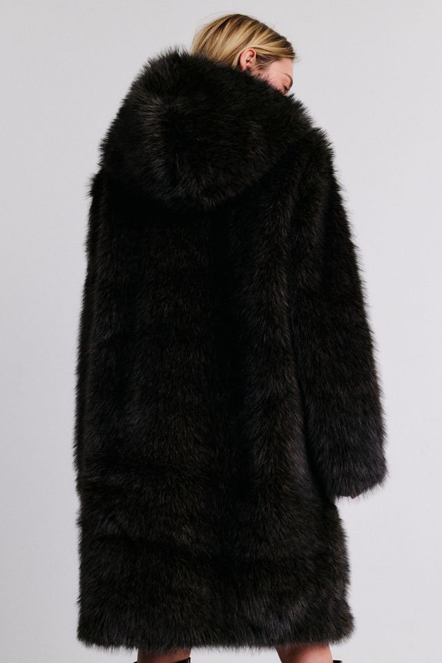 Kimchi Blue Briar Frog Button Hooded Faux Fur Duffle Coat #3