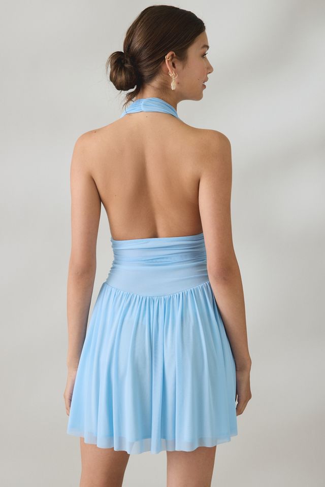 UO Party For You Plunging Halter Neck Mesh Mini Dress #3