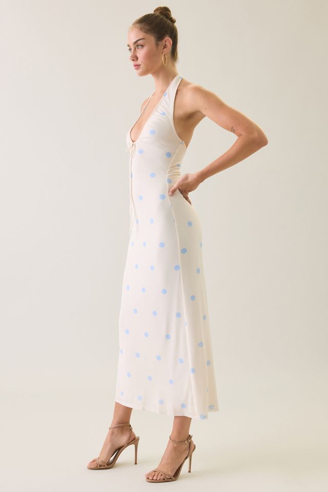 UO Hera Plunging Halter Neck Mesh Midi Dress #2