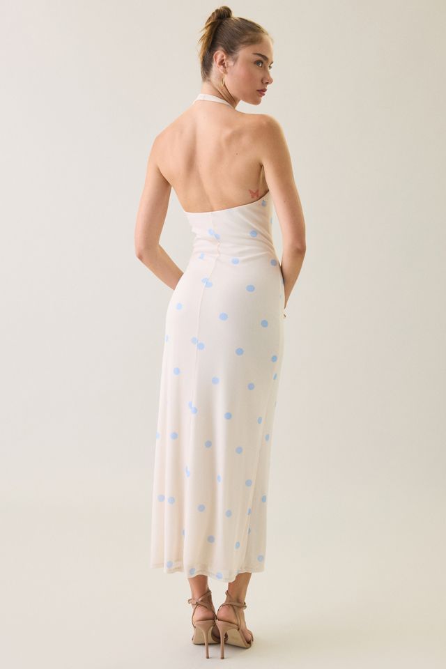 UO Hera Plunging Halter Neck Mesh Midi Dress #3
