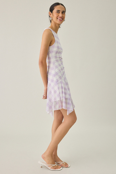 UO Whimsy Whirl Asymmetric Mesh Mini Dress
