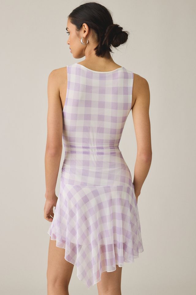 UO Whimsy Whirl Asymmetric Mesh Mini Dress #3