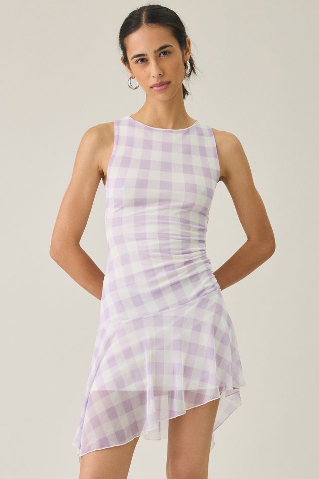 UO Whimsy Whirl Asymmetric Mesh Mini Dress #4