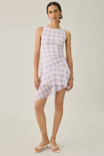 UO Whimsy Whirl Asymmetric Mesh Mini Dress