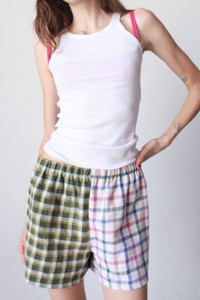 Vintage Reworked Flannel Pieced Shorts