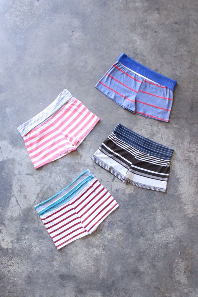 Vintage Reworked Striped Fold Over Shorts #1
