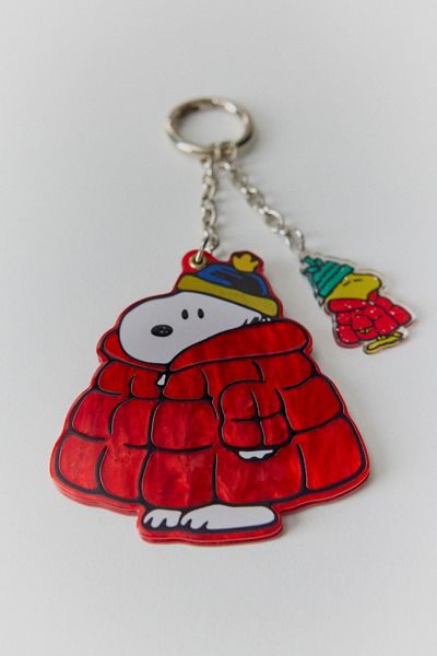 Whatever! Makes You Happy X Peanuts Snoopy Puffer Swivel Mirror Keychain
