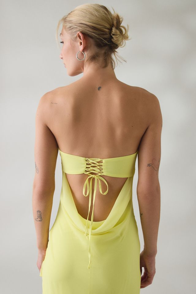 UO Marigold Muse Asymmetric Ruffle Strapless Maxi Dress #1
