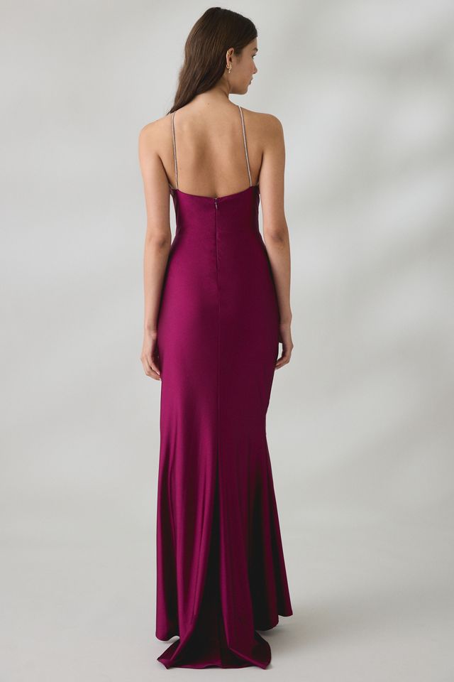 UO Amethyst Bloom Floral Applique High Neck Maxi Dress #2