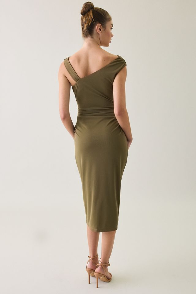 UO Laurel Hardware Accent Asymmetric Cowl Neck Midi Dress #4