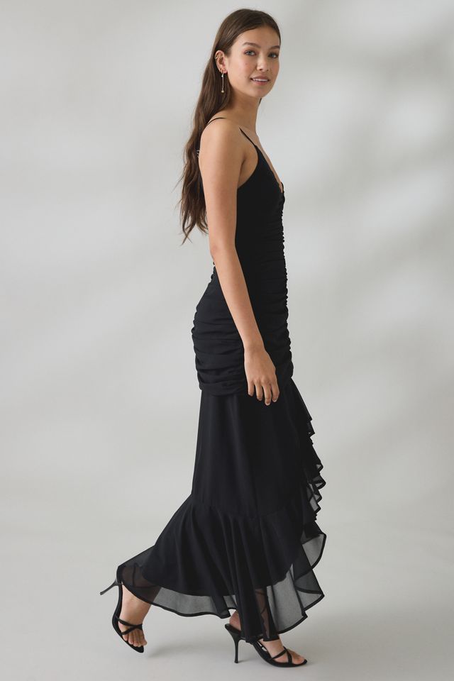 UO Ciara Cascading Ruffle High-Low Midi Dress #2