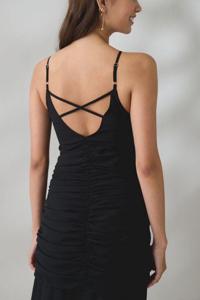 UO Ciara Cascading Ruffle High-Low Midi Dress #4
