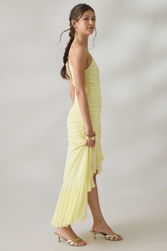 UO Ciara Cascading Ruffle High-Low Midi Dress #3