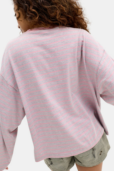 BDG Luca Striped Oversized Long Sleeve Tee