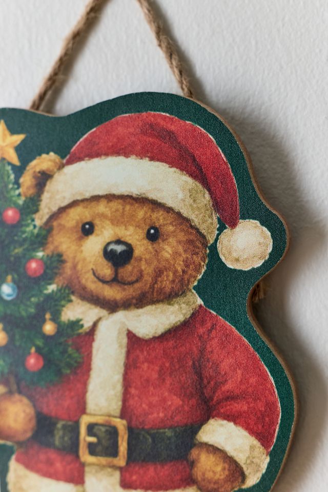Santa Bear Wood Wall Sign #1