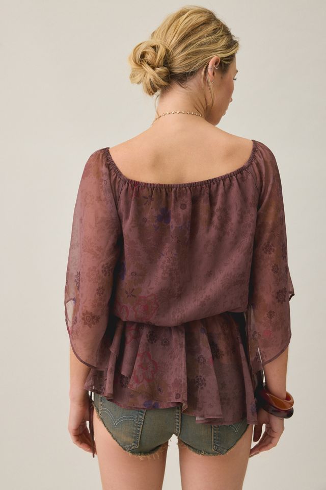 Kimchi Blue Lana Chiffon Bell Sleeve Asymmetric Babydoll Top #2