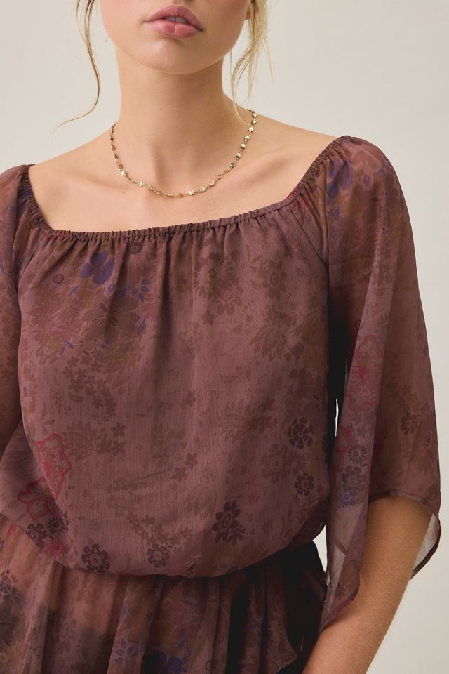 Kimchi Blue Lana Chiffon Bell Sleeve Asymmetric Babydoll Top #3