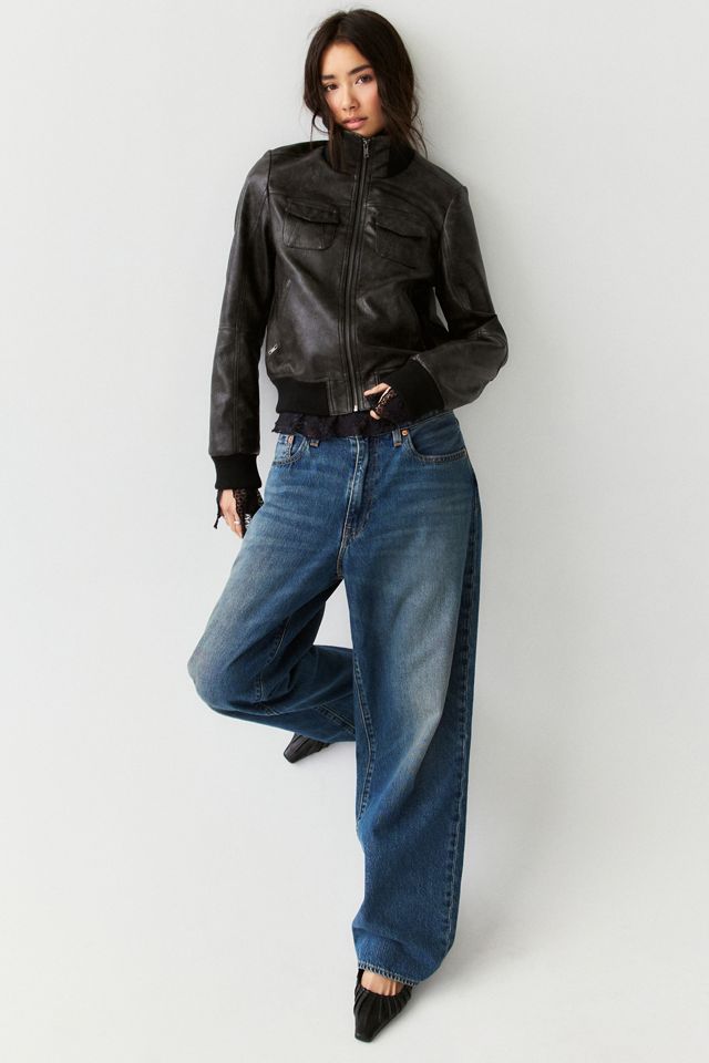 BDG Romy Faux Leather Funnel Neck Bomber Jacket #1