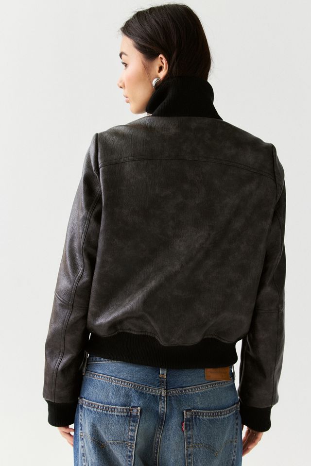 BDG Romy Faux Leather Funnel Neck Bomber Jacket #2