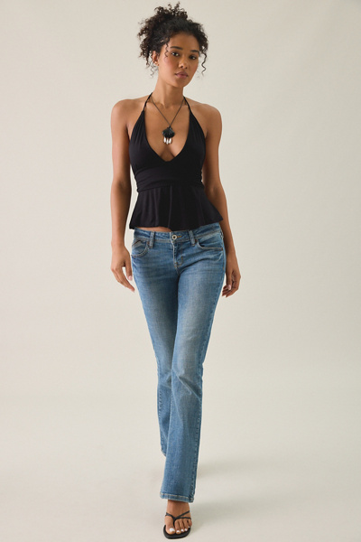 UO Eryka Plunging Halter Neck Babydoll Top