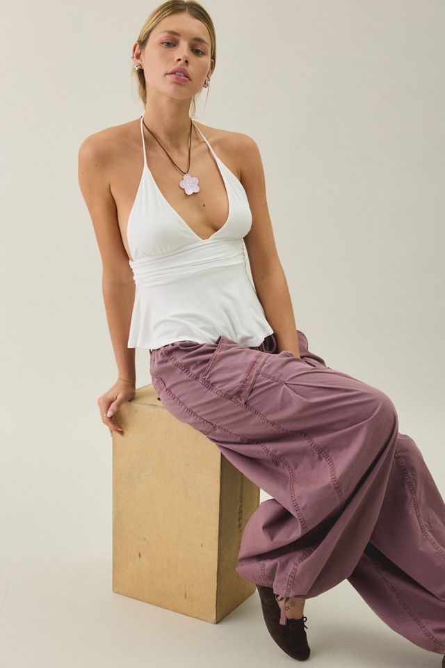 UO Eryka Plunging Halter Neck Babydoll Top #1