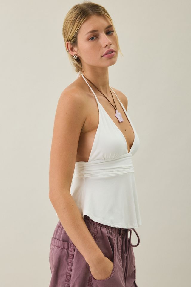 UO Eryka Plunging Halter Neck Babydoll Top #2