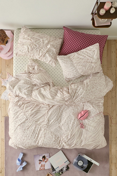 Riley Animal Print Patterned Ruched Duvet Cover
