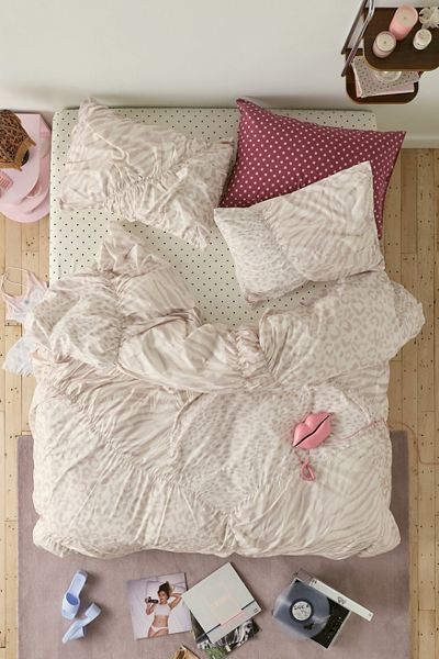 Housse de couette froncée Riley à motif imprimé animalier