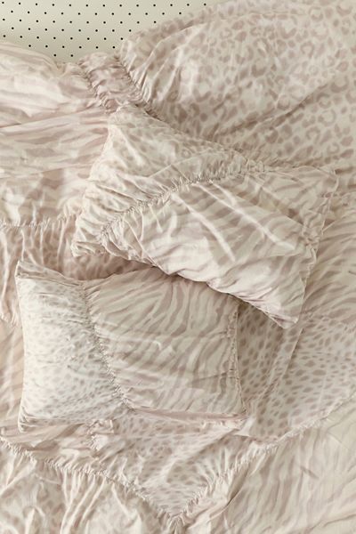 Ensemble de taies d'oreiller froncées Riley à motif imprimé animalier