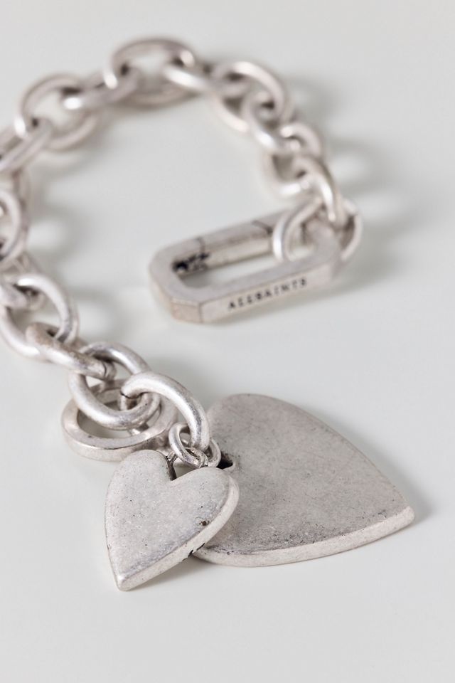 AllSaints Double Heart Charm Link Bracelet #1