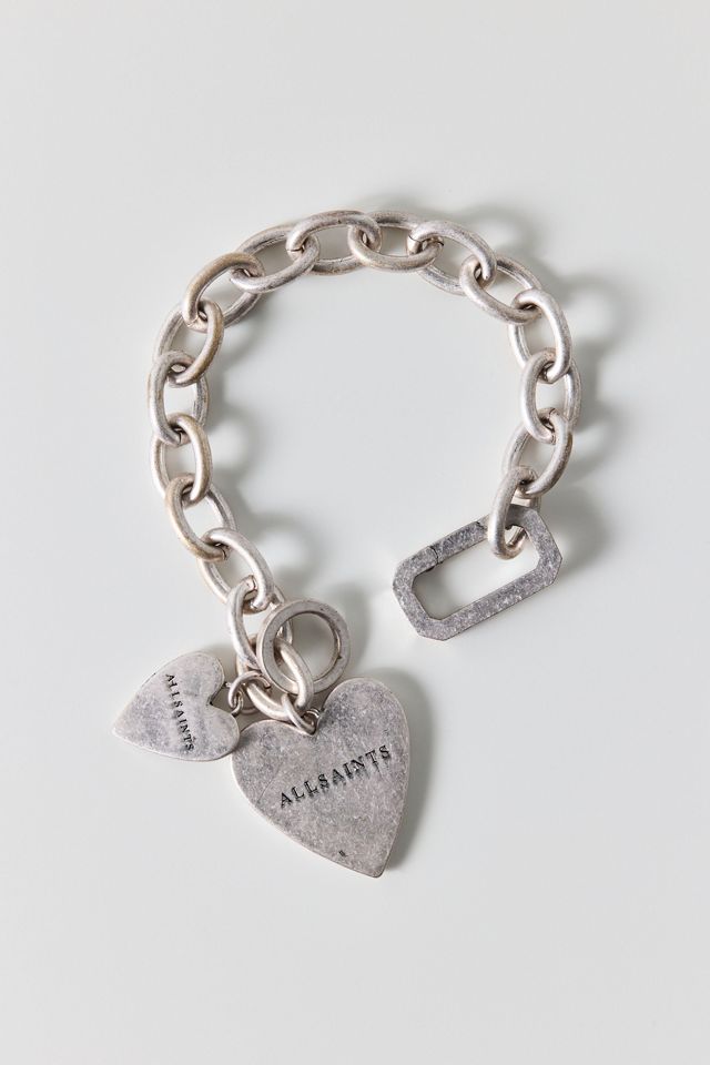 AllSaints Double Heart Charm Link Bracelet #2
