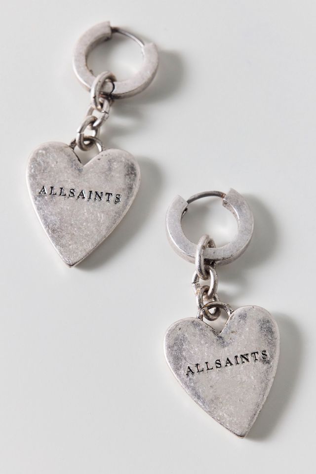 AllSaints Heart Charm Huggie Hoop Earrings #2