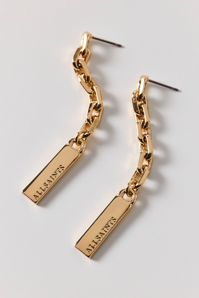 AllSaints Logo Etched Chain Link Drop Earrings