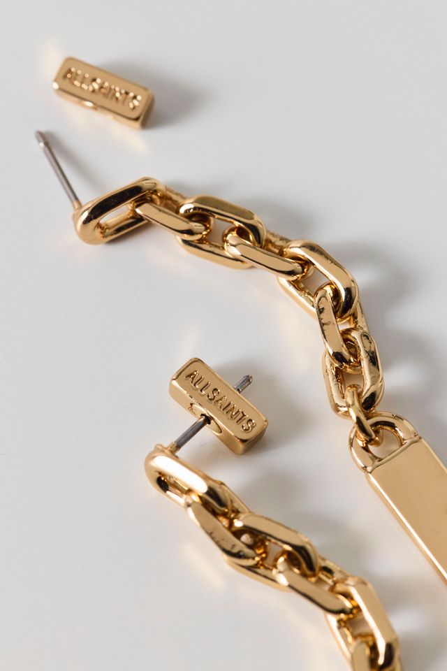 AllSaints Logo Etched Chain Link Drop Earrings #2