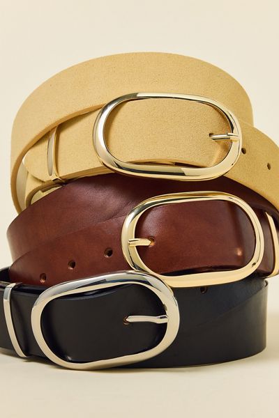 Ceinture large en cuir à boucle ovale BDG