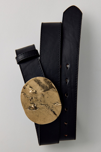 BDG Hammered Buckle Leather Belt in Black, Women's at Urban Outfitters